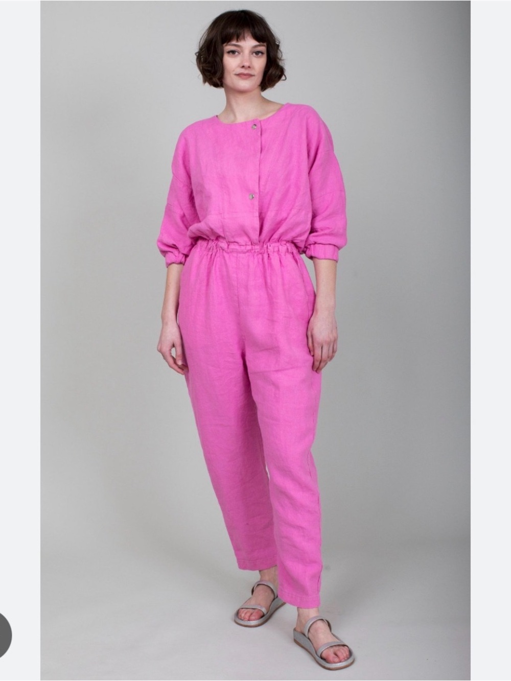 Rachel Comey Hot Pink Holt Linen Button-Front Jumpsuit Size 14